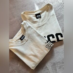 Stussy Cream Graphic Tees (2 Shirts) – Men’s L & XL